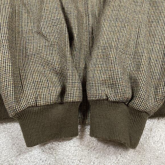 Orvis Jacket Mens XL Wool Tweed Green Bomber Zip Houndstooth Corduroy Collar - Picture 2 of 7